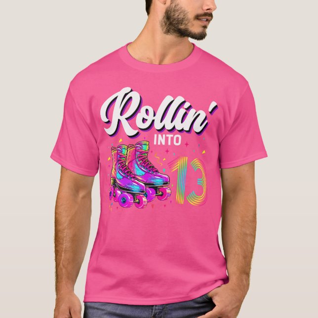 13Th Birthday Girl 13 Year Old Roller Skate Skatin T-Shirt (Vorderseite)