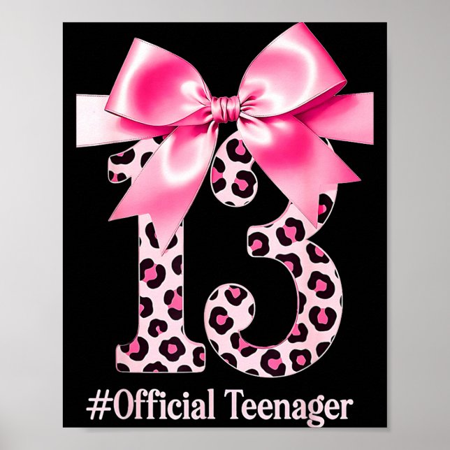 13th Birthday Girl Nk Coquette Bow Leopard 13 Year Poster (Vorne)