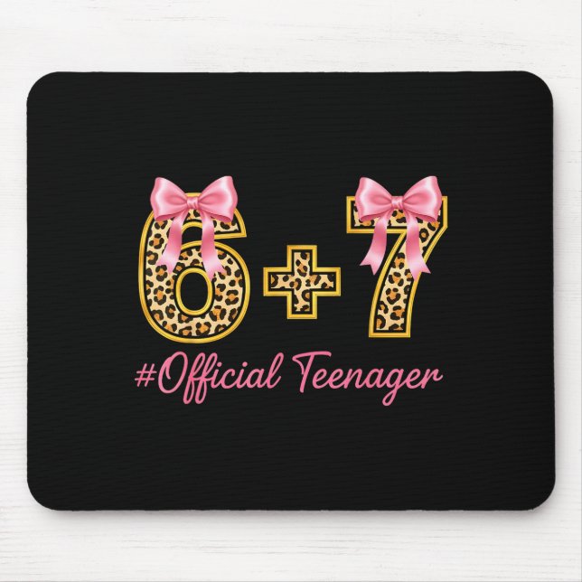 13th Birthday Girl Nk Coquette Bow Leopard 6+7 Yea Mousepad (Vorne)