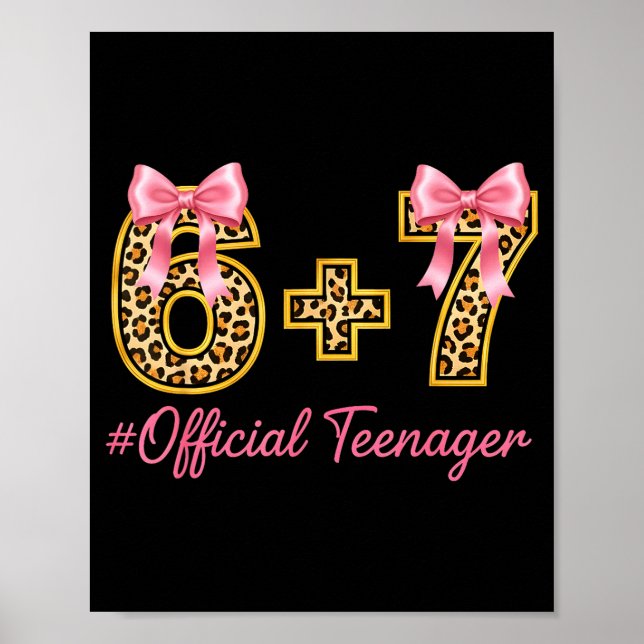 13th Birthday Girl Nk Coquette Bow Leopard 6+7 Yea Poster (Vorne)