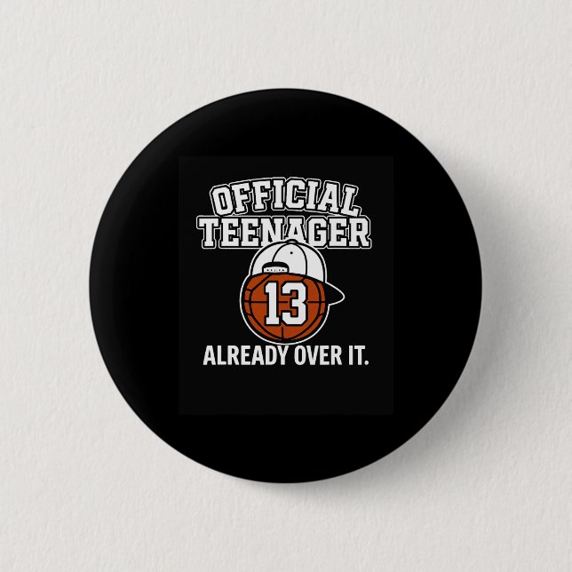 13th Birthday Official Teenager Funny Teen Sketll  Button (Vorderseite)