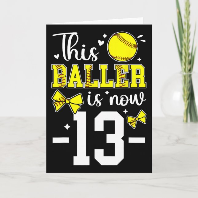 13th Birthday Party Softll Girl Thirteen Year Old  Karte (Vorderseite)