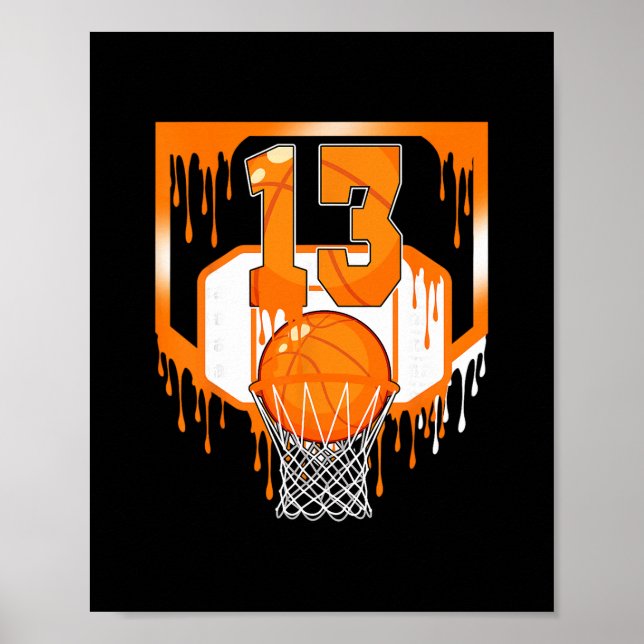 13th Birthday Sketll Drip Ice Cream 13 Year Old Pa Poster (Vorne)