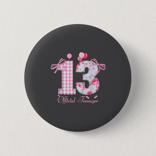 13th Birthday Teenager Coquette Bow 13 Year Old  Button (Vorderseite)