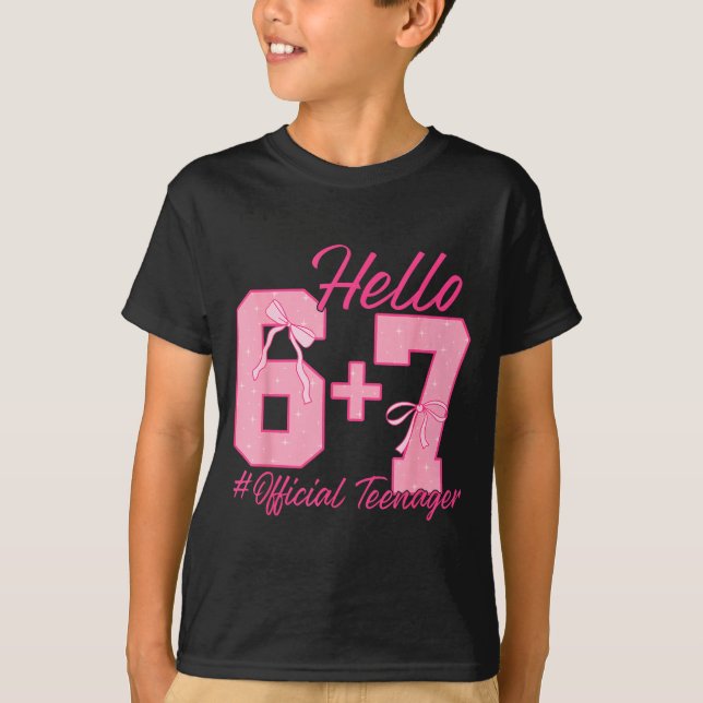 13th Birthday Teenager Six Seven Coquette Bow 6 7  T-Shirt (Vorderseite)
