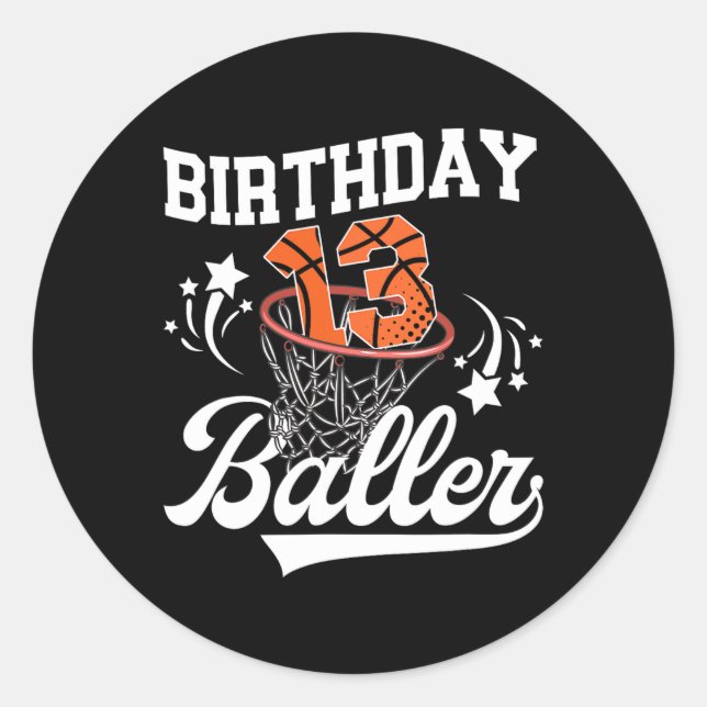 13th Sketll Birthday Thirteen Year Old Sketll Play Runder Aufkleber (Vorderseite)