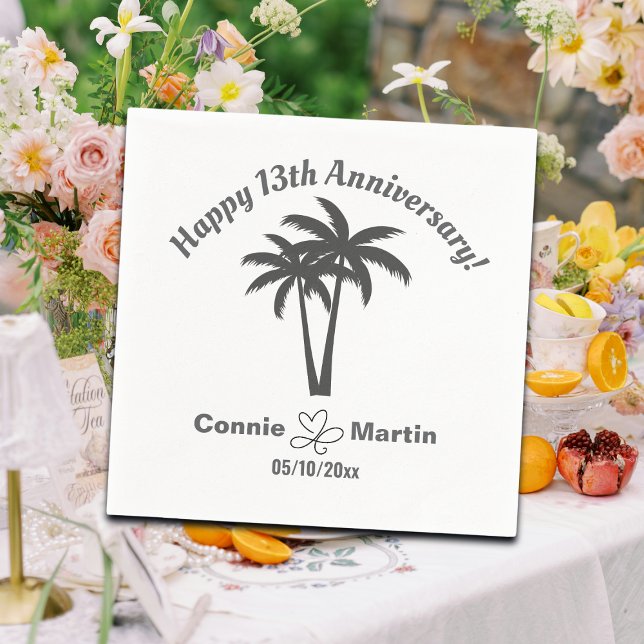 13th Wedding Anniversary Palm Trees Serviette (Von Creator hochgeladen)