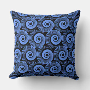 140216 Spirals - Baby Blue on Black Kissen