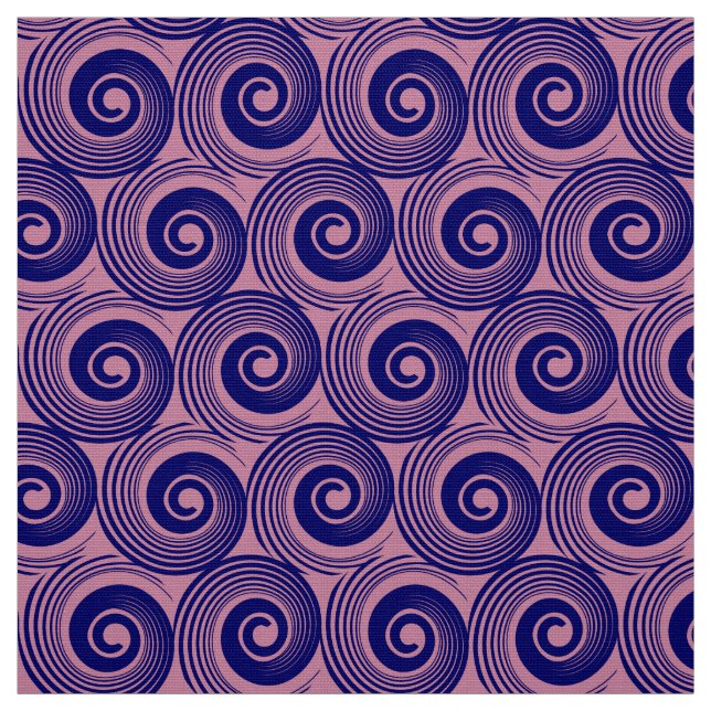 140216 Spirals - Deep Navy on Cashmere Rose Stoff (Muster)