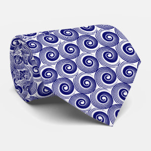 140216 Spirals - Deep Navy on White Krawatte