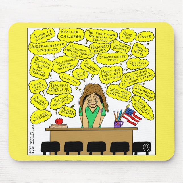 1409 Lehrer Stress and Worry Cartoon Mousepad (Vorne)