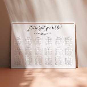 140-150 Gäste 18 Tische mit horizontaler Sitzkarte Poster