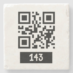 143 Geheimcode QR-Nachricht, dekodieren und sagen Steinuntersetzer
