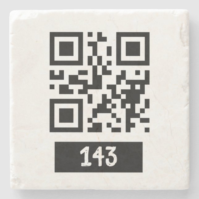143 Geheimcode QR-Nachricht, dekodieren und sagen Steinuntersetzer (Vorderseite)