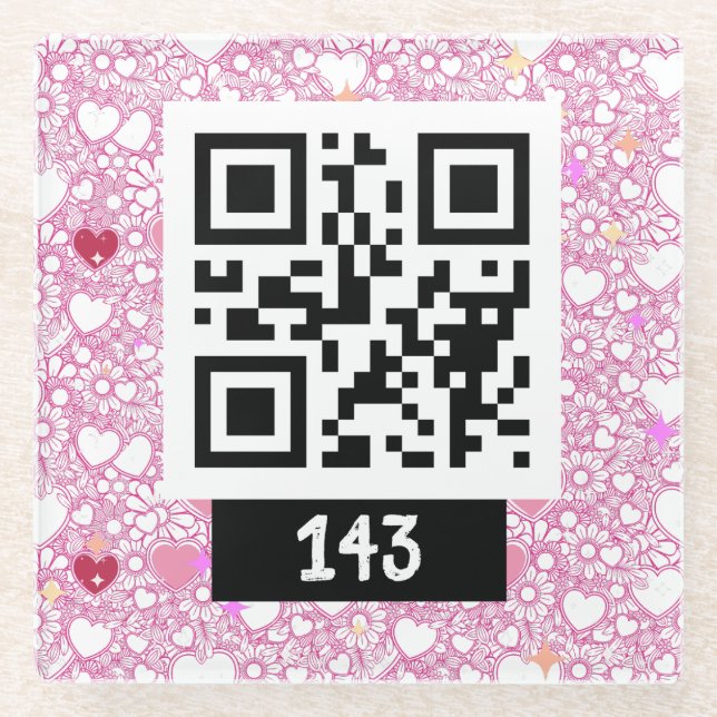 143 geheime QR-Code-Nachricht, sagen Sie, sie deko Glasuntersetzer (Vorderseite)