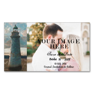 143 Leuchtturm Wasserfarbe Save the Date Magnetische Visitenkarte
