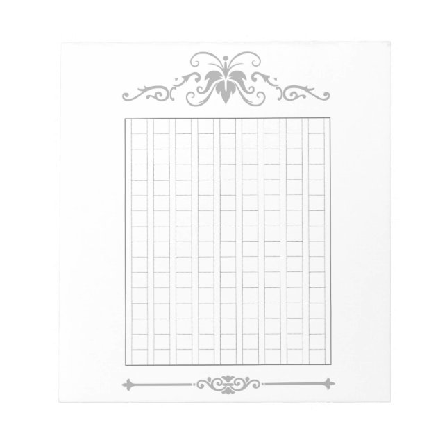 144字：飾り原稿用紙＜灰＞[gr01]  notizblock (Vorderseite)