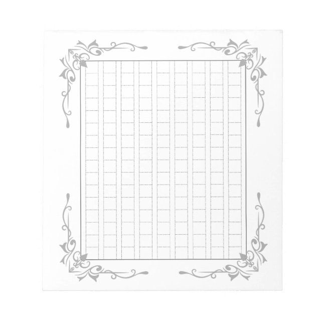 144字：飾り原稿用紙＜灰＞[gr02]  notizblock (Vorderseite)