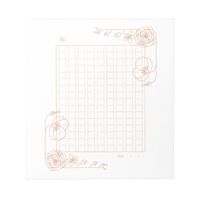 144字：飾り原稿用紙＜茶＞[ch01] notizblock (Vorderseite)