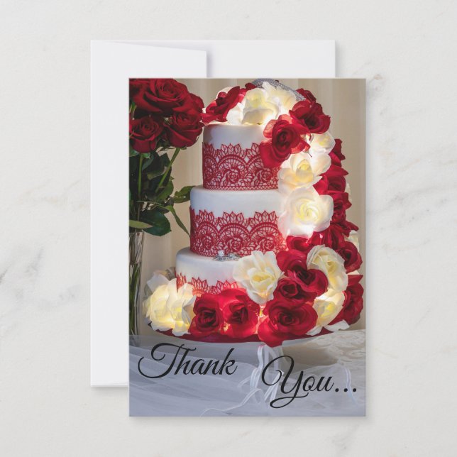 1458-Wedding Cake, Bouquet, Rings and Veil Dankeskarte (Vorderseite)