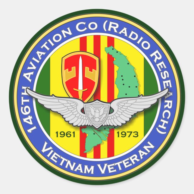 146th Avn Co Eisenbahn 2b - ASA Vietnam Runder Aufkleber (Vorderseite)
