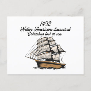 1492 Kolumbus entdeckt verloren auf See Postkarte