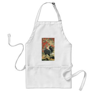 14. 南 天 雄 図, 若 Rote Nuts und Rooster, Jakuchu, 鶏 Schürze