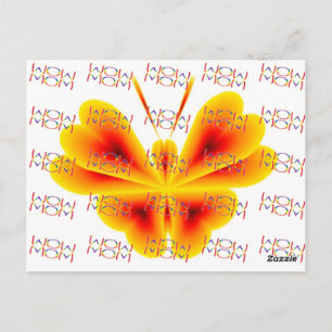 14.05.06 POSTCARD WOW-MAMA MIT BUTTERFLY POSTKARTE