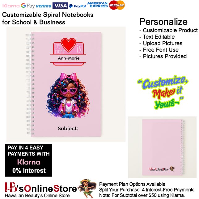 14 African American Girl Writing Supplies Students Notizbuch (14 African American Girl Writing Supplies Students Notebook.)