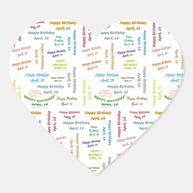 14. April Herz-Aufkleber (Vorderseite)