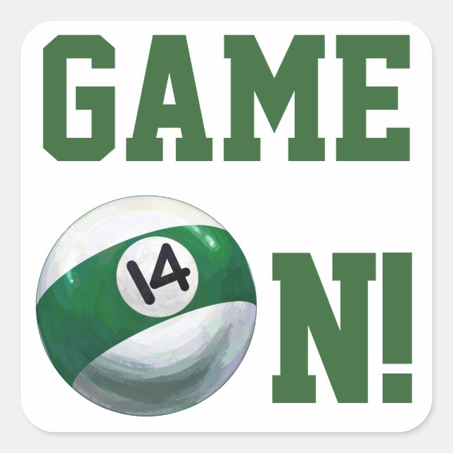 14 Ball Quadratischer Aufkleber (Vorderseite)