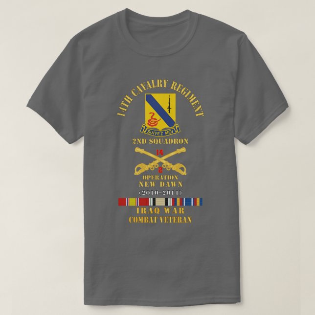 14. Cavalry Regiment w Cav Br 2. Squadron OND 20 T-Shirt (Design vorne)