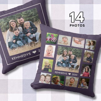 14 Family Photo Collage Create Your Own Purple Kissen