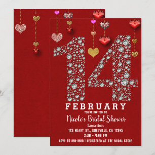 14. Februar 14. Hearts Valentinstag Brautparty Einladung