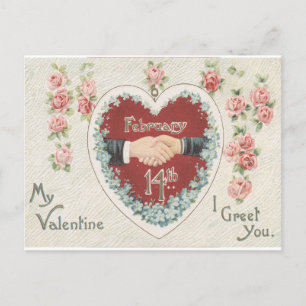 14. Februar   Vintager Valentinstag Postkarte