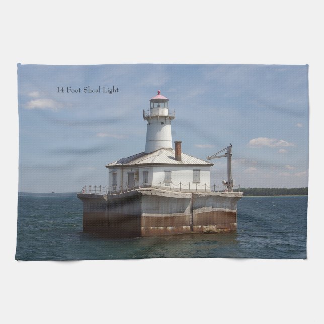 14 Foot Shoal Light Küchentuch (Horizontal)