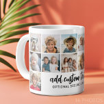 14 Foto Collage Grid - 2 Textfelder - Schwarz-weiß Jumbo-Tasse<br><div class="desc">Verwenden Sie 14 SQUARE-Fotos, um eine Tasse für die Collage des Fotos zu erstellen. Dieses moderne, saubere Layout umfasst 2 Textblöcke - 1 in einem trendigen Skript und 1 in einem serifenlosen Schriftart zum Hinzufügen eines Familiennamen oder eines Namens. Die Hintergrundfarbe und die Schriftart können im Bereich "Anpassen" geändert werden....</div>