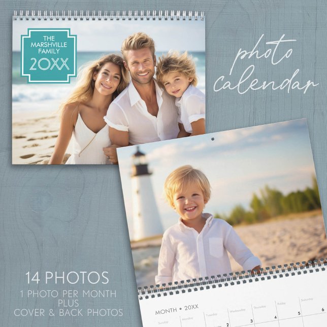 14 Foto-Vollabdeckung - Fügen Sie Ihre Fotos hinzu Kalender (Custom Photo Calendar - Add 14 Photos for a memorable gift)