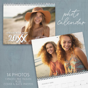 14 Foto - Vollständige Abdeckung Whimsical-Schrift Kalender