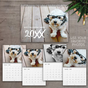 14 Foto - Vollständige Abdeckung Whimsical-Schrift Kalender