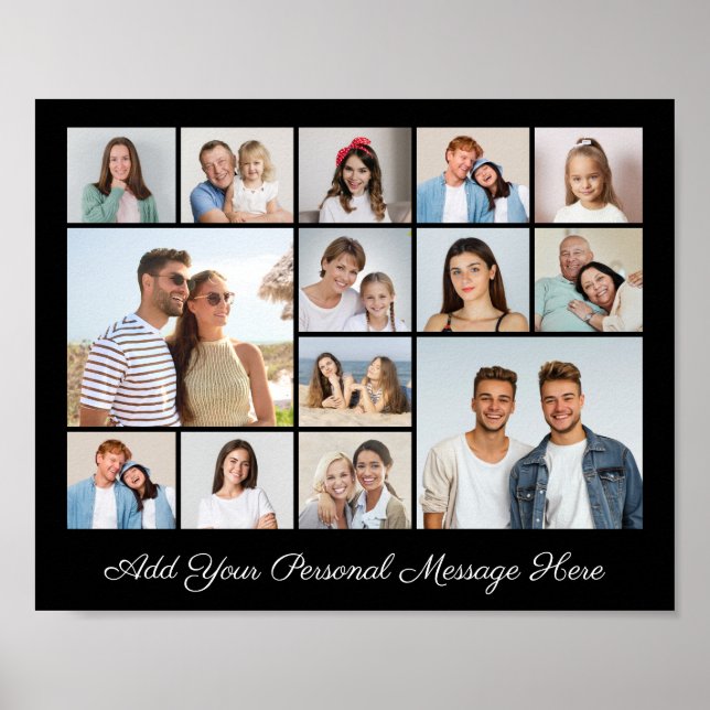 14 FotoCollage Fügen Sie Ihren eigenen Gruß hinzu Poster (Vorne)