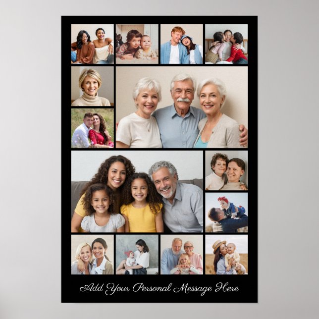 14 FotoCollage Fügen Sie Ihren eigenen Gruß hinzu Poster (Vorne)