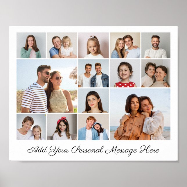 14 FotoCollage Fügen Sie Ihren eigenen Gruß hinzu Poster (Vorne)