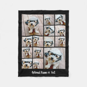 14 FotoCollage Quadrat Schwarz-weiße Kalligraphie Fleecedecke