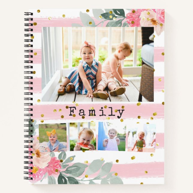 14 Fotos Collage Family Notebook Notizbuch (Vorderseite)