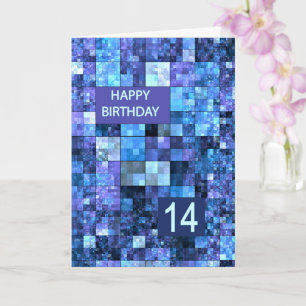 14. Geburtstag, Blue Squares, Karte