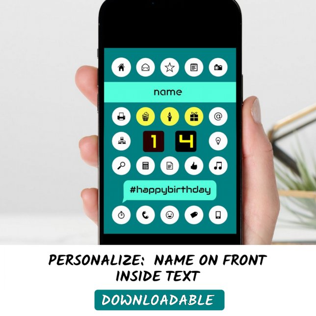 14. Geburtstag Computing Icons hinzufügen Karte (Von Creator hochgeladen)