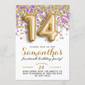 14. Geburtstag Confetti Einladung