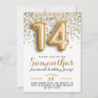 14. Geburtstag Confetti Einladung