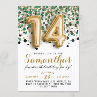 14. Geburtstag Confetti Einladung